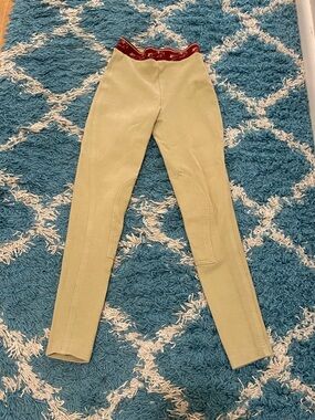 Tuff Rider Kids Tan Breeches/Riding Tights with Elastic Waistband, Sz. 14